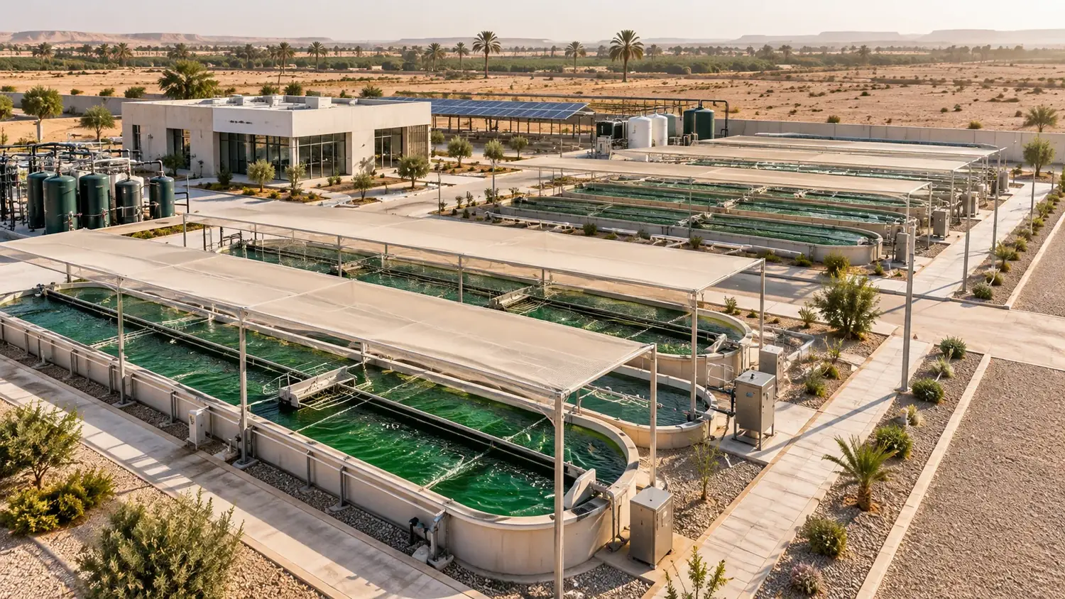 Visualization of EcoCyan's planned cyanobacteria cultivation facility